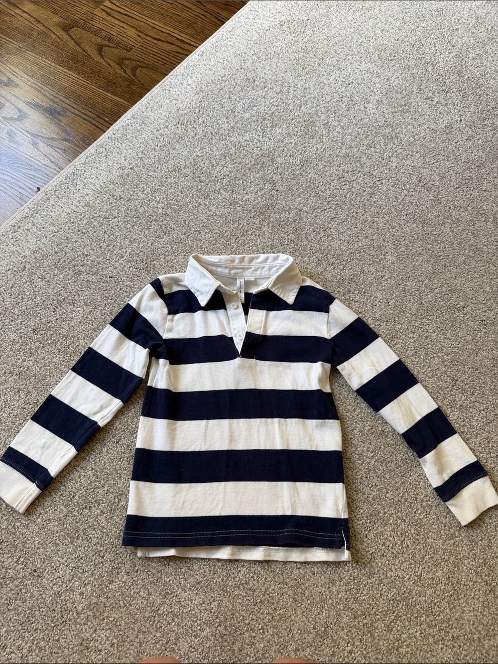 Janie and Jack Navy and White Striped Rugby Shirt - Classic Long Sleeve Polo
